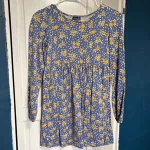 Floral Kids Dress in Blue and Yellow